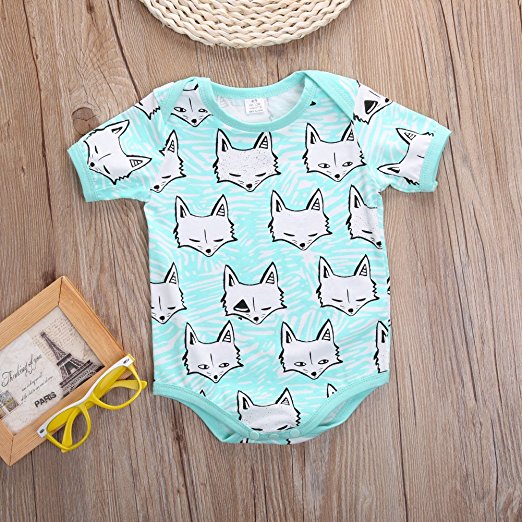 Aqua Fox Onesie | Trendy Cheap Baby Clothes Online