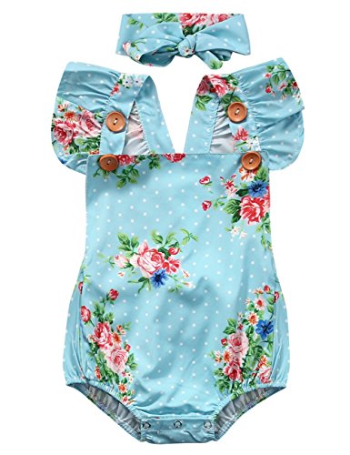 Light Blue Floral Romper | Trendy Cheap Baby Clothes Online