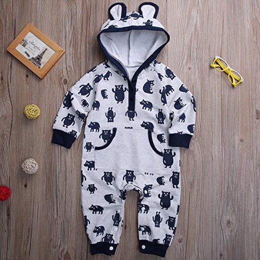 monster ear hoodie romper | Trendy Cheap Baby Clothes Online