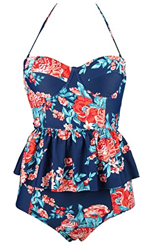 blue pink floral tankini | Cute Tankini Swimsuits