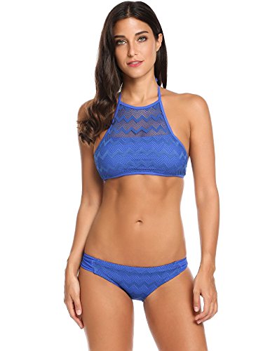 blue zigzag modest top | Modest two-piece swimsuits