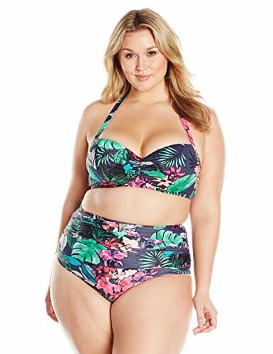 floral high waist plus size swimsuit for moms