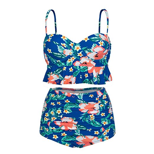 floral two-piece | Modest two-piece swimsuits