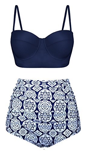 navy print modest two piece | Modest two-piece swimsuits
