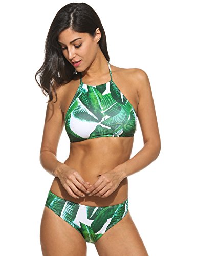 palm high neck | Modest two-piece swimsuits