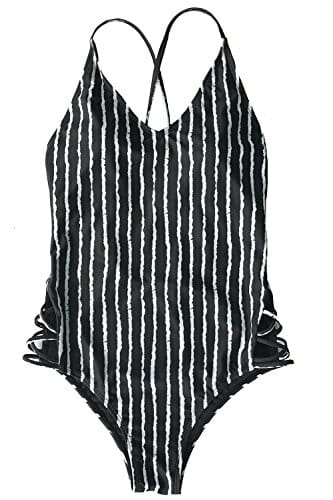 stripe bw one piece swimsuit