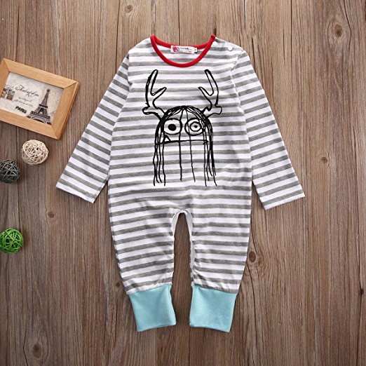 striped monster romper | Trendy Cheap Baby Clothes Online