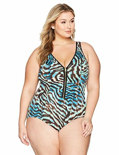 zip front plus size swimsuit for moms