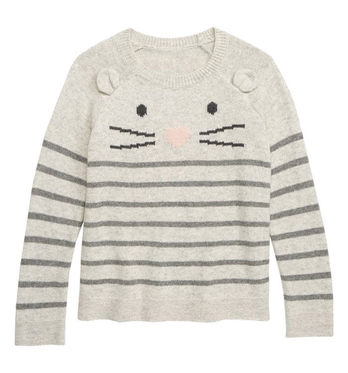 girls striped cat sweater