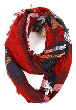 red plaid infinity scarf