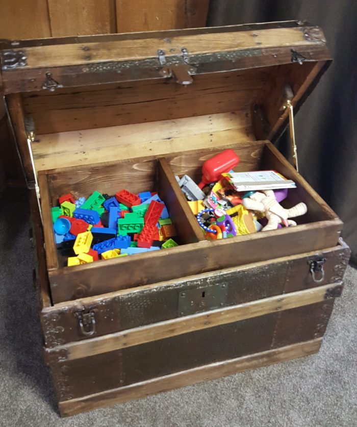 DIY Toy Box Treasure Chest from Antique Steamer Trunk