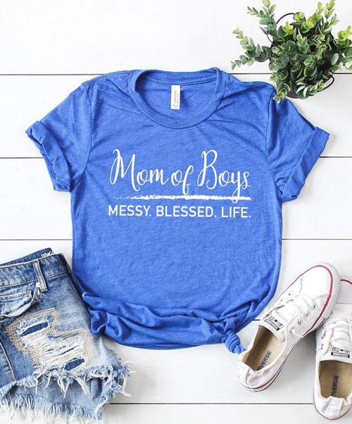 messy blessed life boy mom shirts
