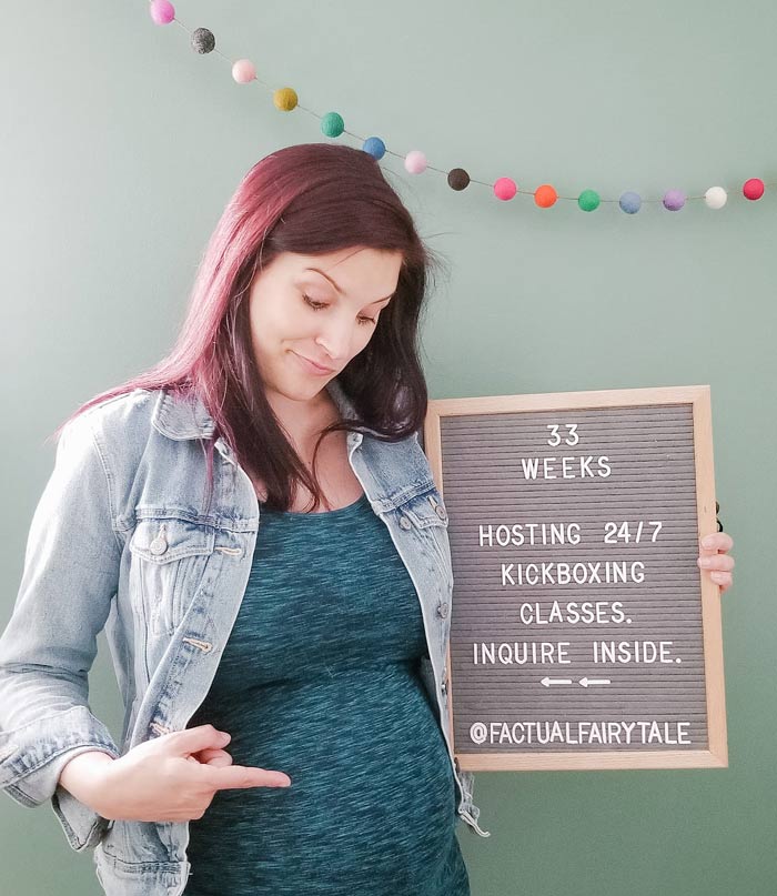 33 weeks pregnant baby kicks letterboard