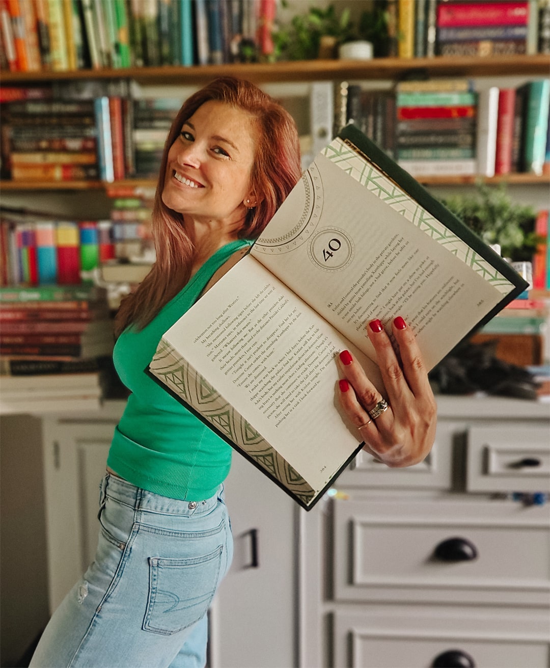 meg holding book