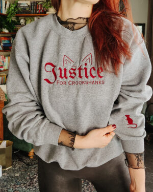 Justice for Crookshanks Harry Potter Inspired Sweatshirt with chest and wrist embroidery